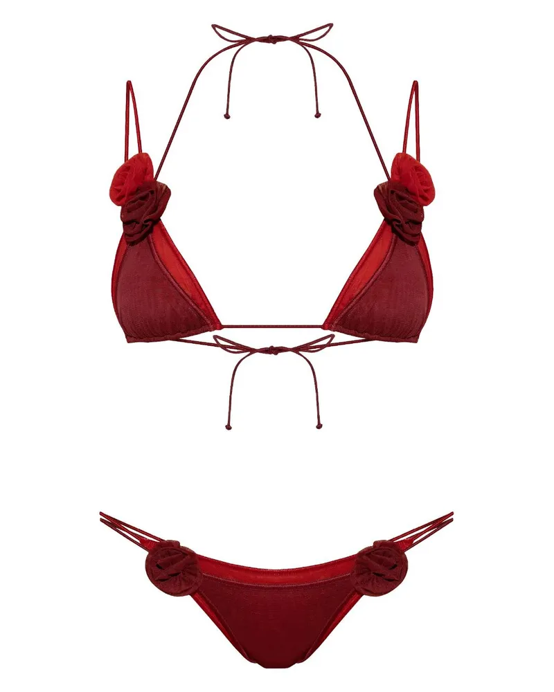 Oséree Bikini mit Rosenapplikation - Rot Rot