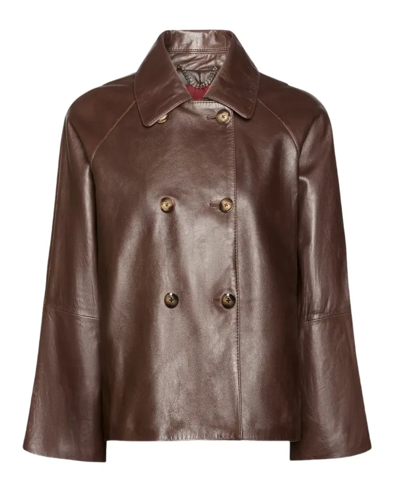 Elena Mirò double-breasted leather jacket - Braun Braun