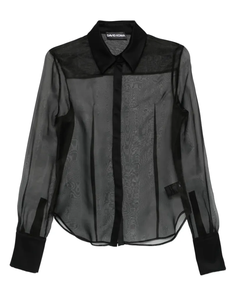 David Koma Semi-transparentes T-Shirt - Schwarz Schwarz
