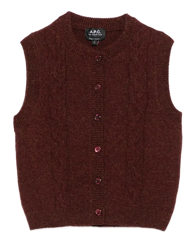 A.P.C. Pullunder mit Zopfmuster - Rot Rot