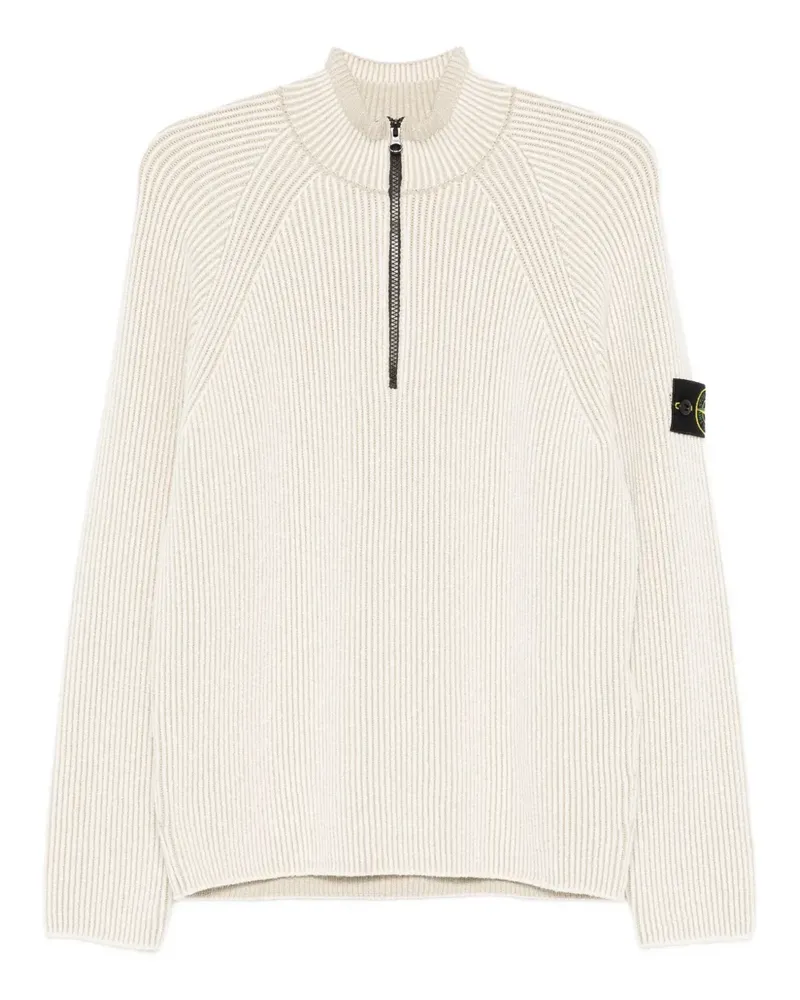 Stone Island Gerippter Pullover mit Reißverschluss - Nude Nude