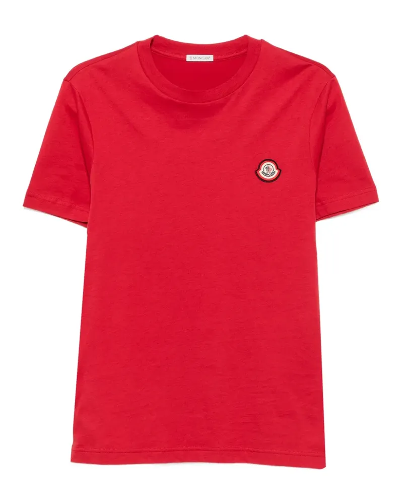 Moncler T-Shirt mit Logo-Patch - Rot Rot