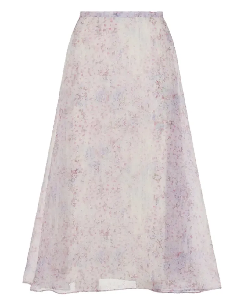 Alberta Ferretti floral-pattern midi skirt - Nude Nude