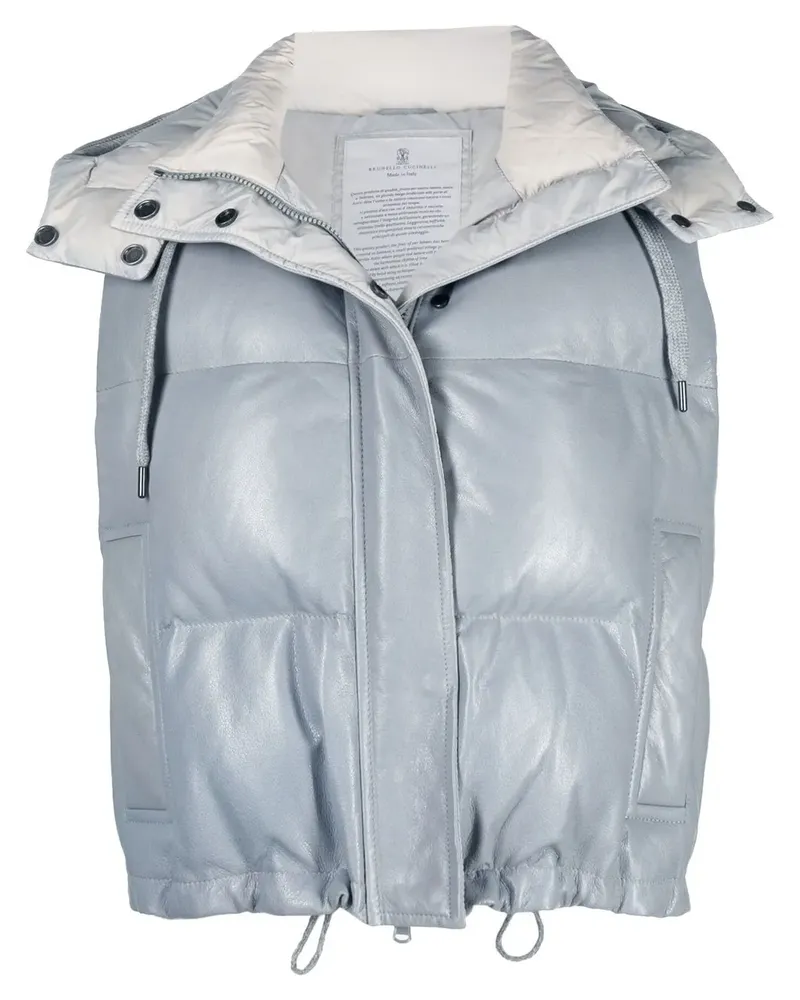 Brunello Cucinelli Cropped-Lederweste - Blau Blau
