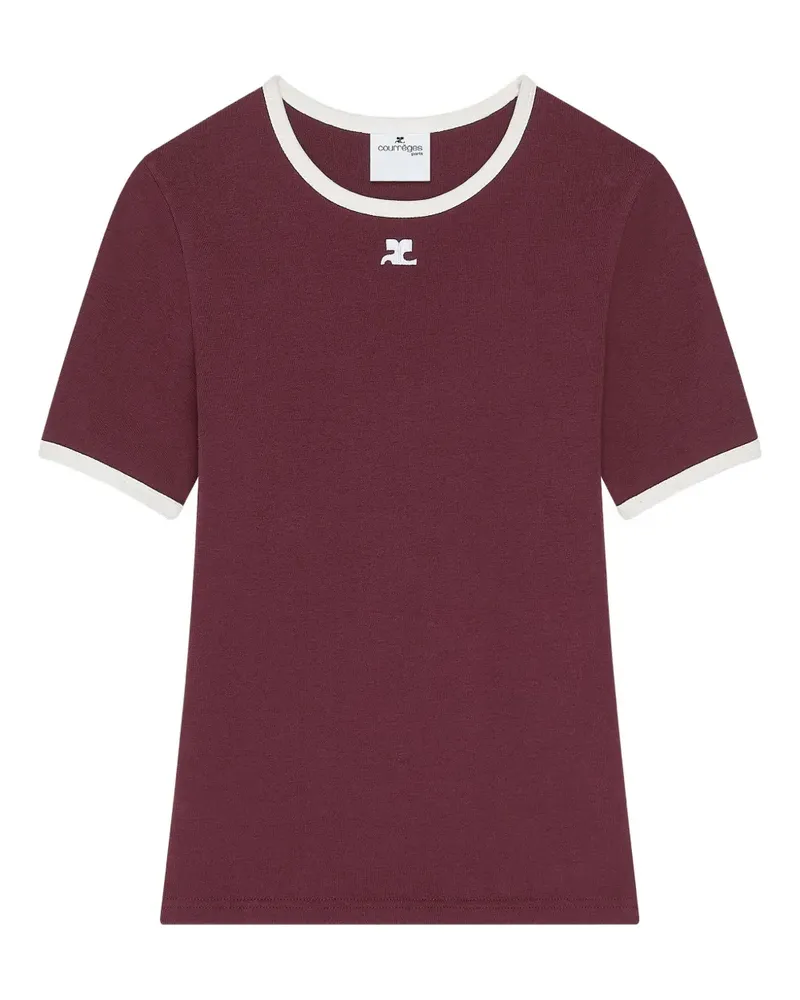 Courrèges T-Shirt mit Kontrastdetails - Rot Rot