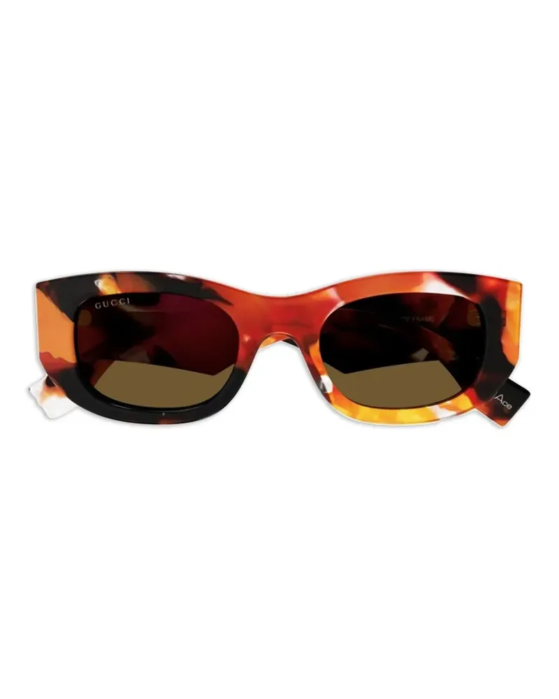 Gucci tortoiseshell-effect rectangle-frame sunglasses - Orange Orange