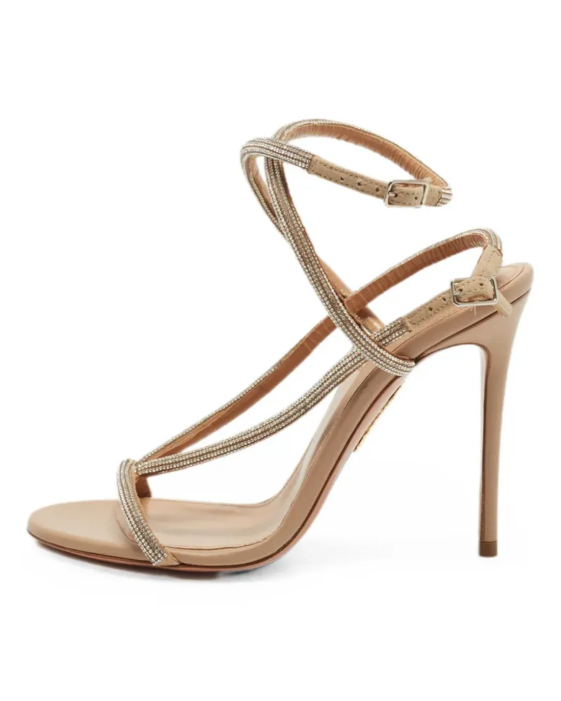 Aquazzura Moondust Sandalen mit Kristallen 115mm - Nude Nude