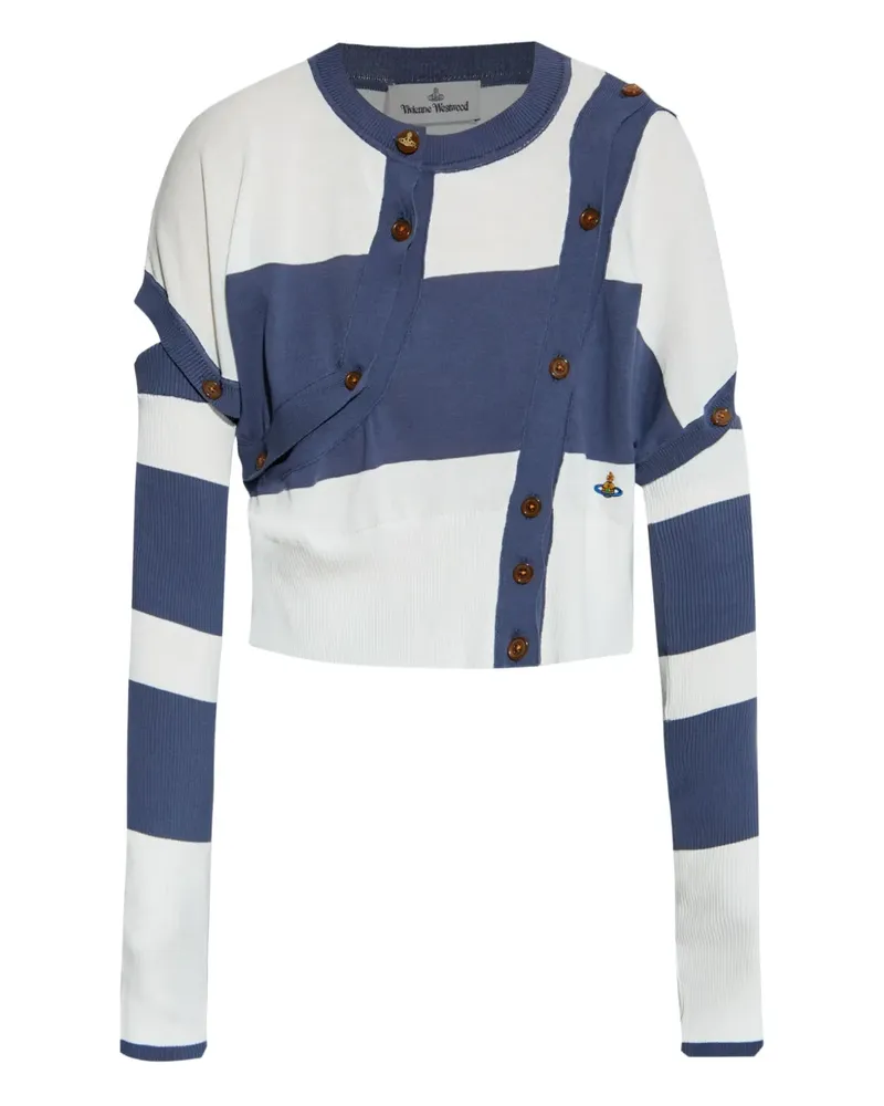 Vivienne Westwood Gestreifter Cropped-Cardigan mit Knopfdetail - Blau Blau