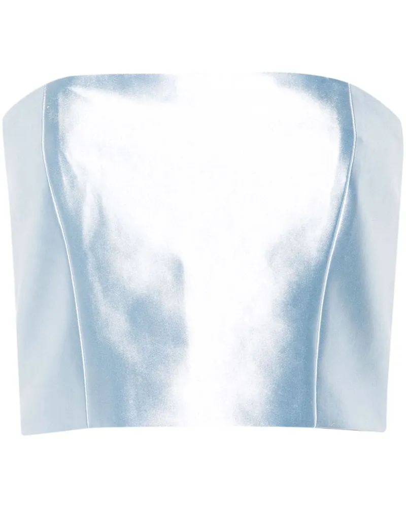 ROTATE Birger Christensen Shiny Suiting' Cropped-Top - Blau Blau