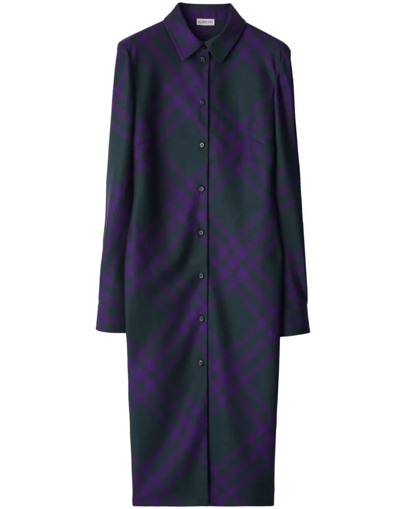Burberry Kariertes Hemdkleid mit Gürtel - Grün Grün