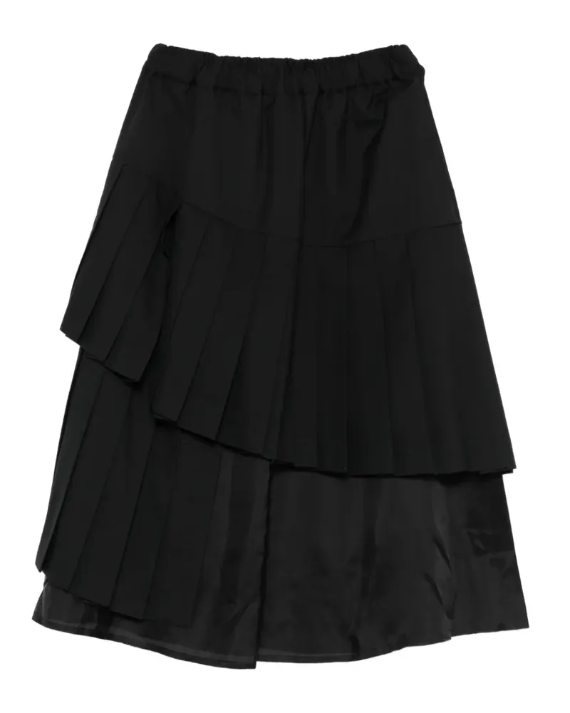 Noir Kei Ninomiya pleated asymmetrical skirt - Schwarz Schwarz