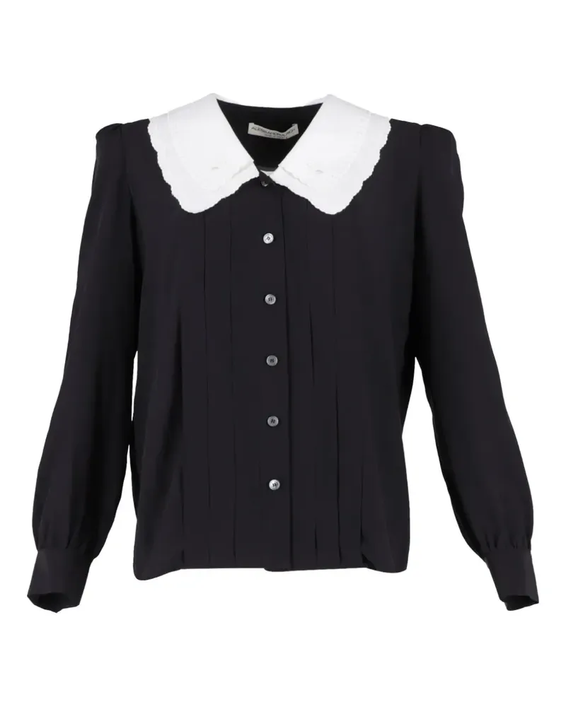 Alessandra Rich Seidenbluse mit Falten - Schwarz Schwarz