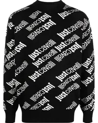 Just Cavalli Intarsien-Pullover mit Logo Schwarz