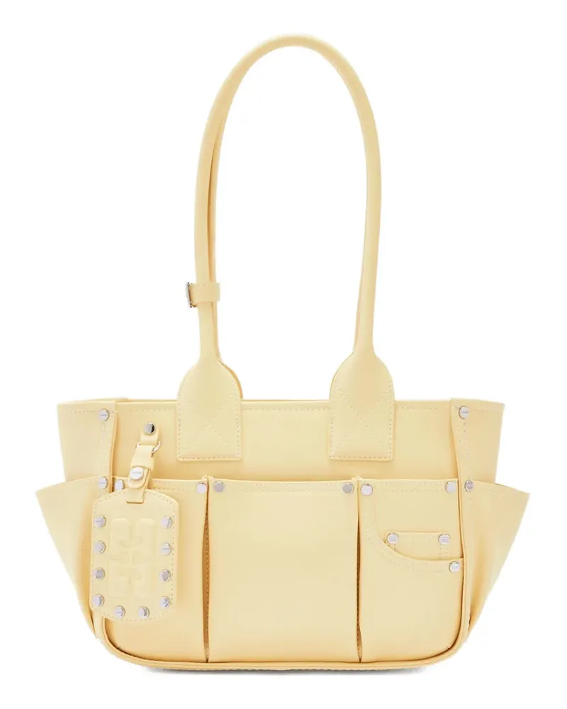 Ganni Schultertasche mit Nietenapplikation - Gelb Gelb