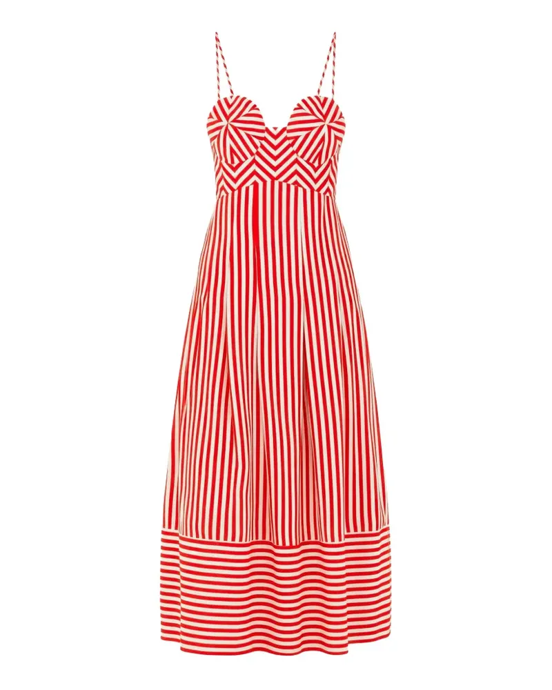 FARM Rio Gestreiftes Midikleid - Rot Rot