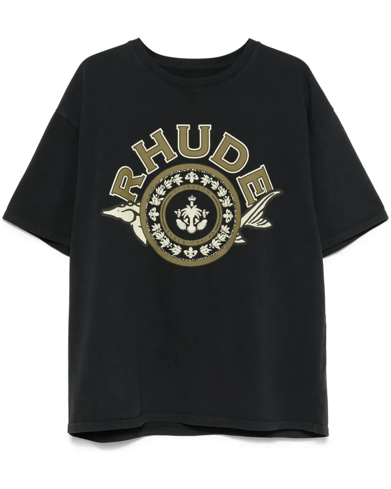 RHUDE T-Shirt mit Wappen-Print - Schwarz Schwarz
