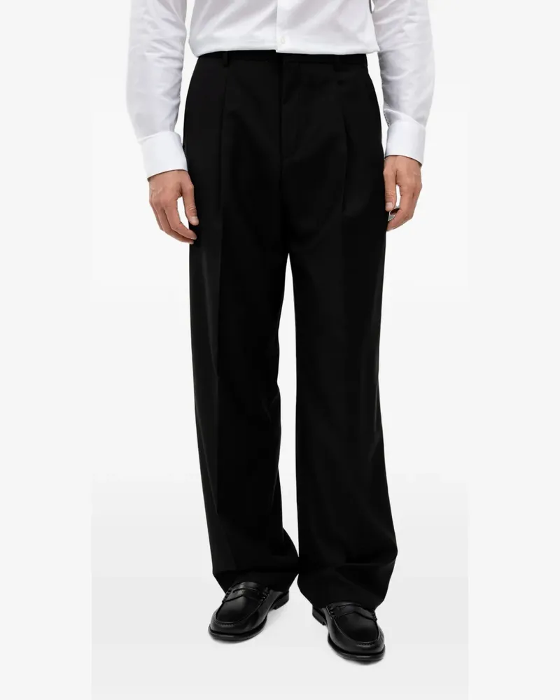 HUGO BOSS pleated straight-leg trousers - Schwarz Schwarz