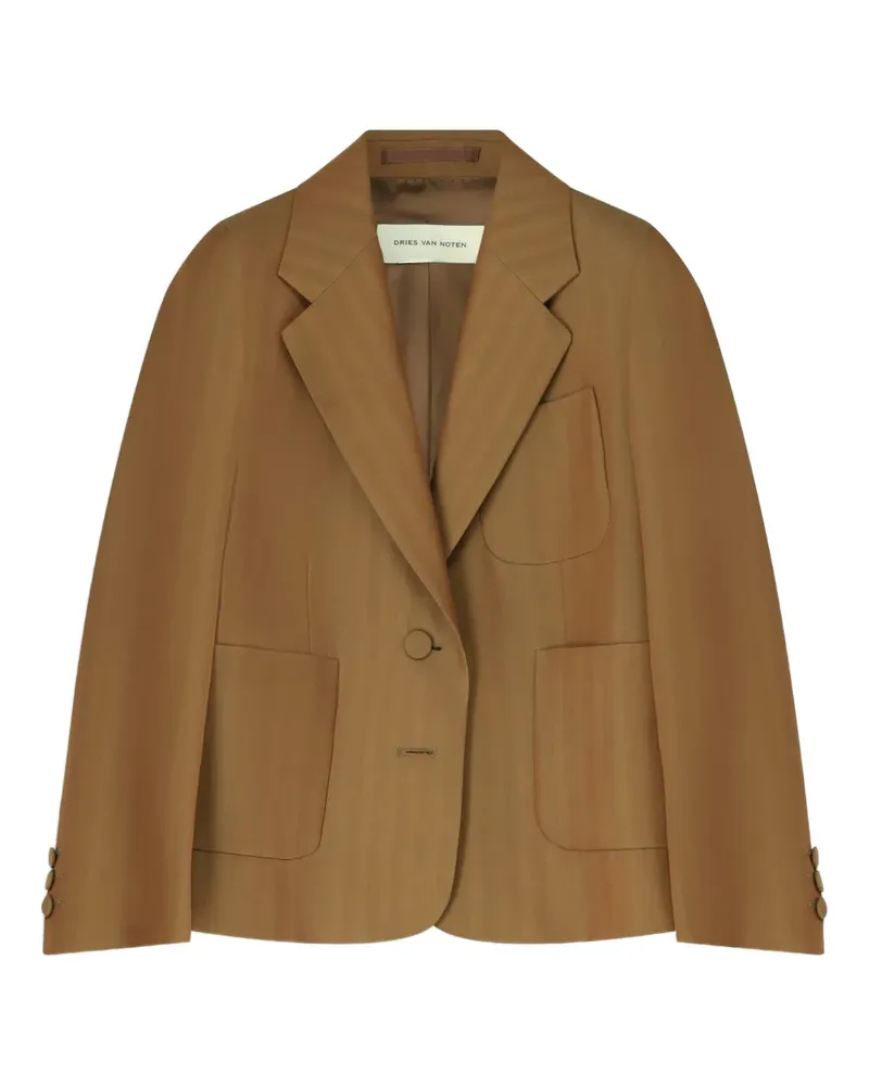 Dries van Noten Cropped-Blazer mit Fischgrätenmuster - Braun Braun