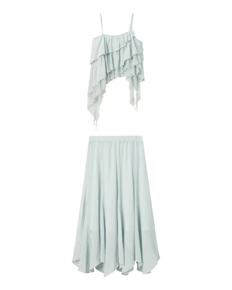 b+ab Kleid mit Rüschen - Blau Blau