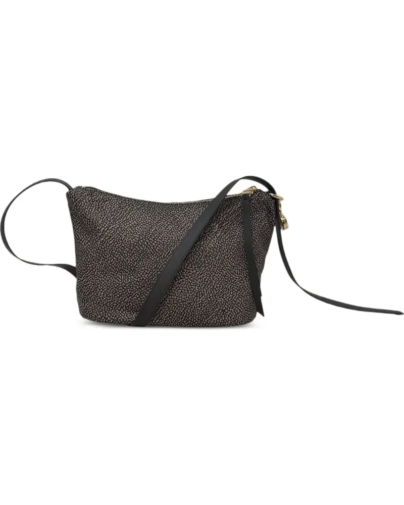 Borbonese Kleine Opium Schultertasche mit Print - Schwarz Schwarz