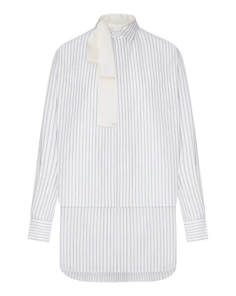 Sacai mini striped tie-neck dress - Weiß Weiß