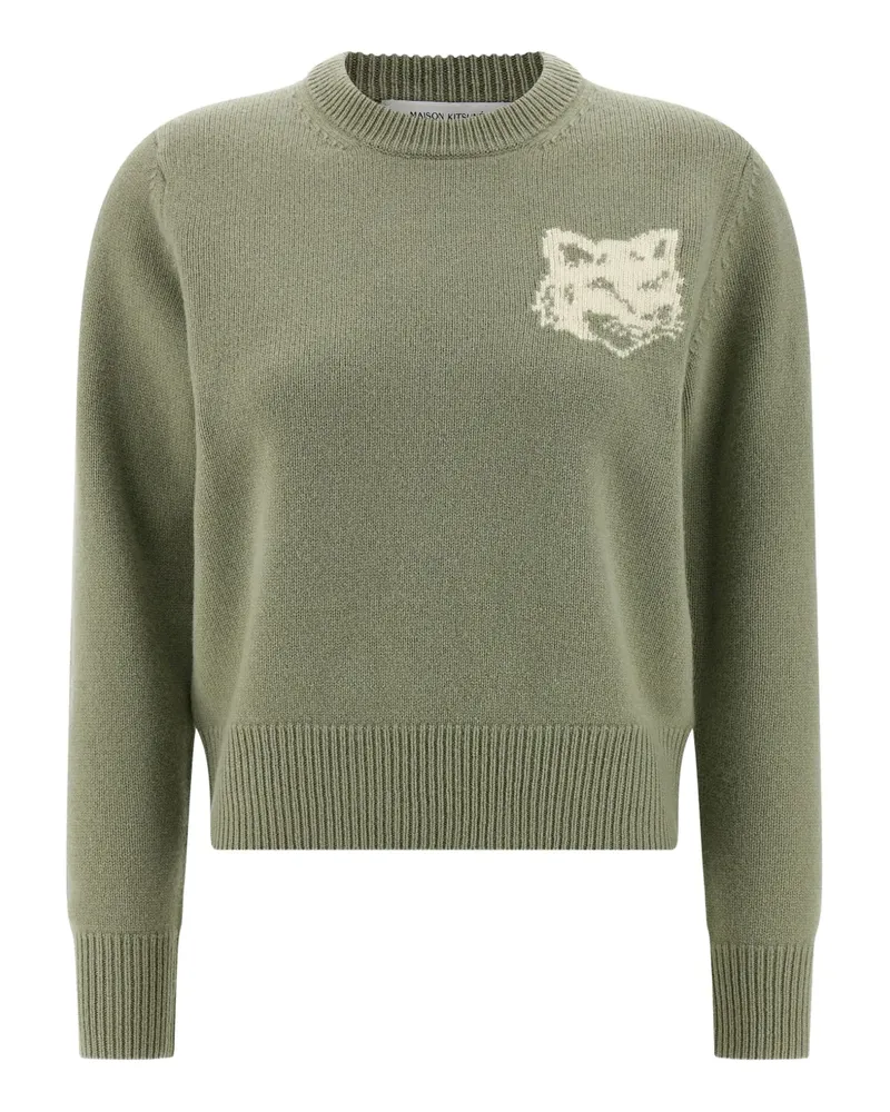 Kitsuné Pullover mit Fuchskopf - Grün Grün