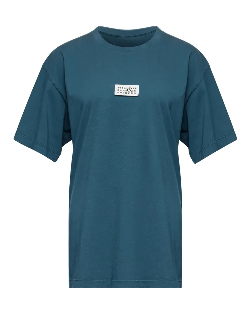 Maison Margiela T-Shirt mit Logo-Patch - Blau Blau