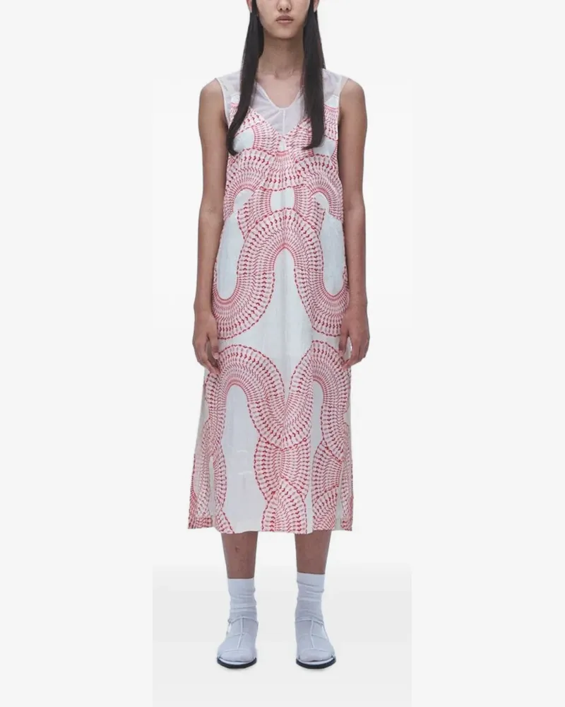 Muller of Yoshiokubo Radial printed layered-effect midi dress - Weiß Weiß