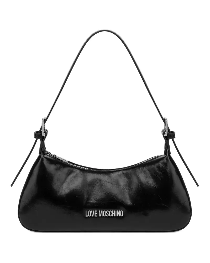Moschino Schultertasche mit Logo-Schild - Schwarz Schwarz