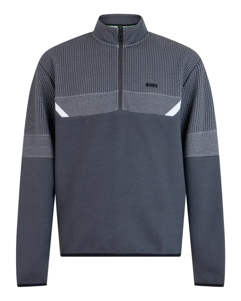 HUGO BOSS geometric-pattern quarter-zip sweater - Grau Grau