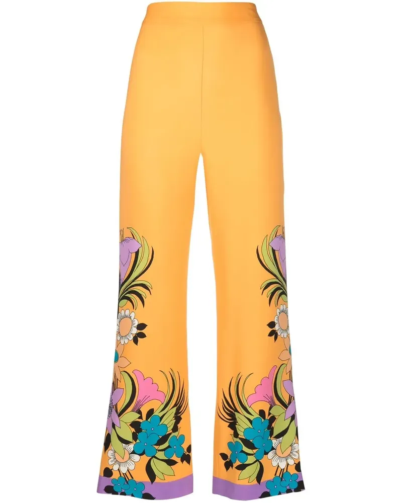 La DoubleJ Schlaghose mit Blumen-Print - Orange Orange