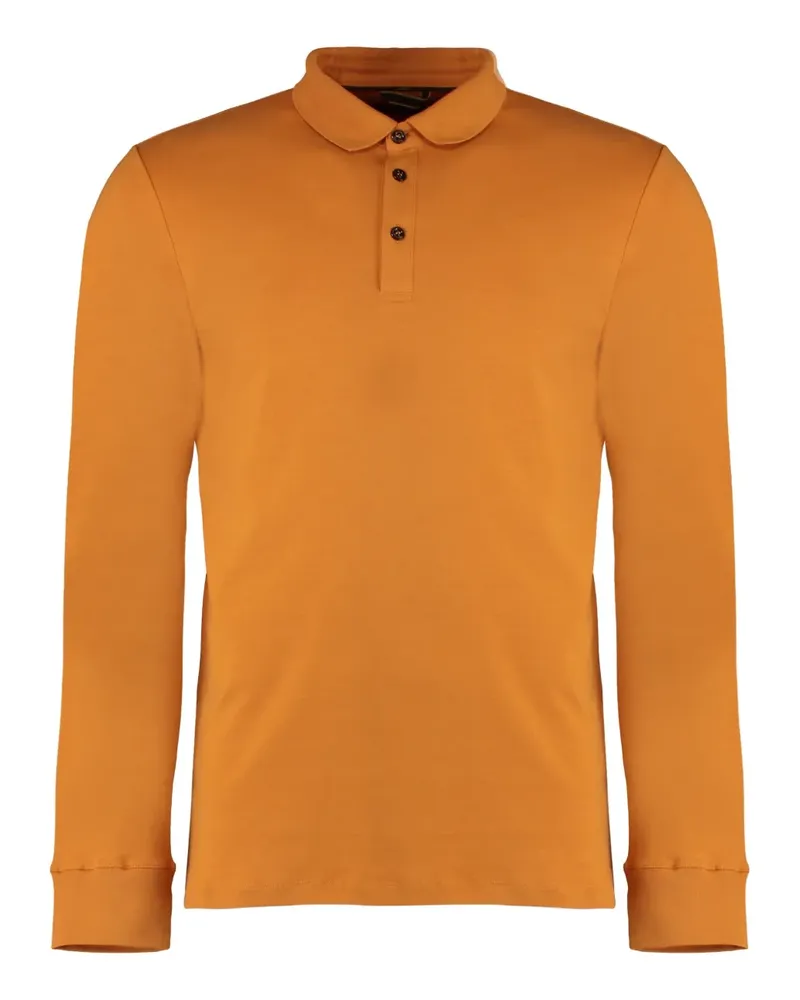 MOORER Langärmeliges Poloshirt mit gerippten Bündchen - Orange Orange