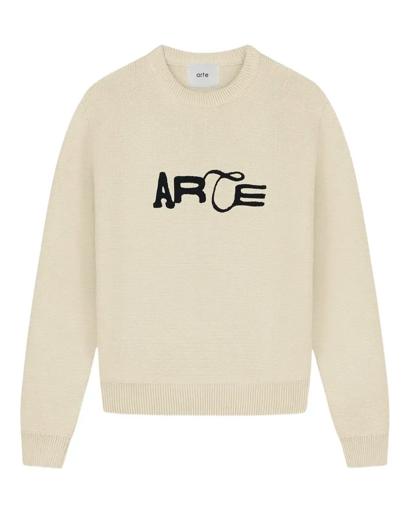 Arte Antwerp Gerippter Pullover mit Logo-Stickerei - Nude Nude