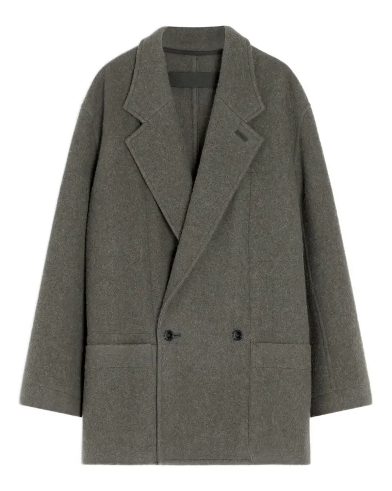 Christophe Lemaire Doppelreihiger Mantel aus Filz - Grau Grau
