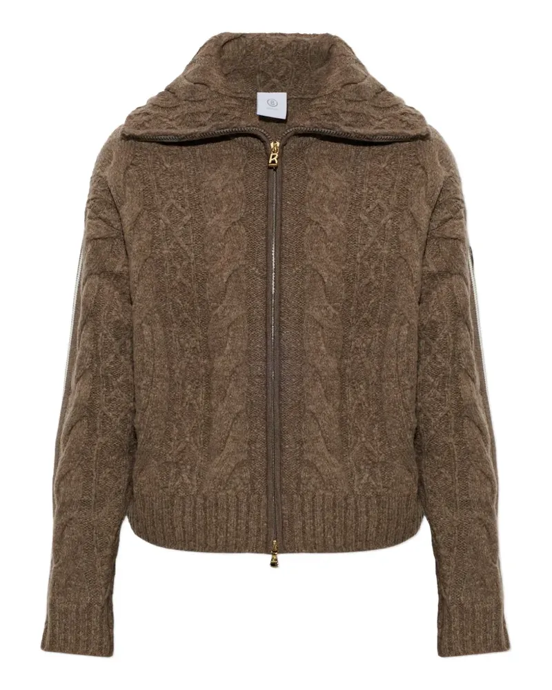 Bogner Lotta Cardigan mit Zopfmuster und Reißverschluss - Braun Braun