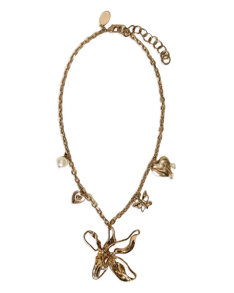 Twin-Set flower charm necklace - Gold Gold