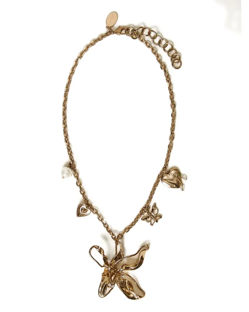 Twin-Set flower charm necklace - Gold Gold