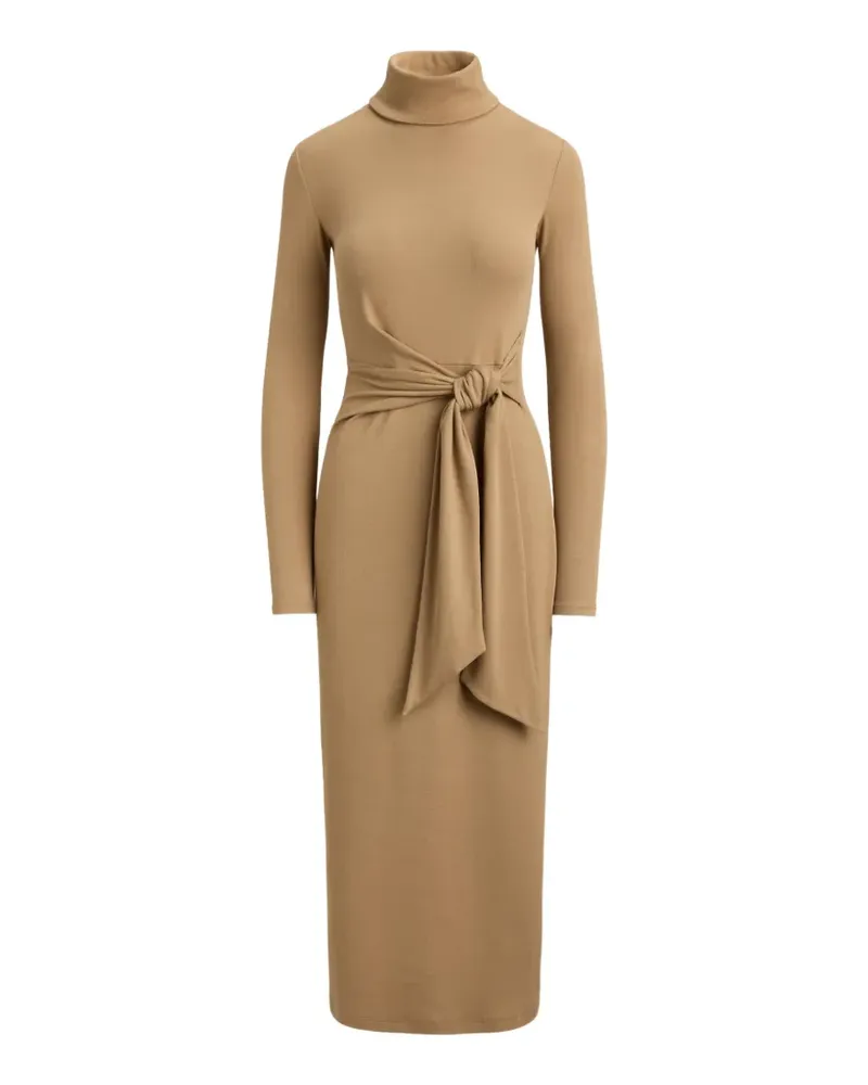 Ralph Lauren Rollkragen-Midikleid mit Schnürung - Braun Braun