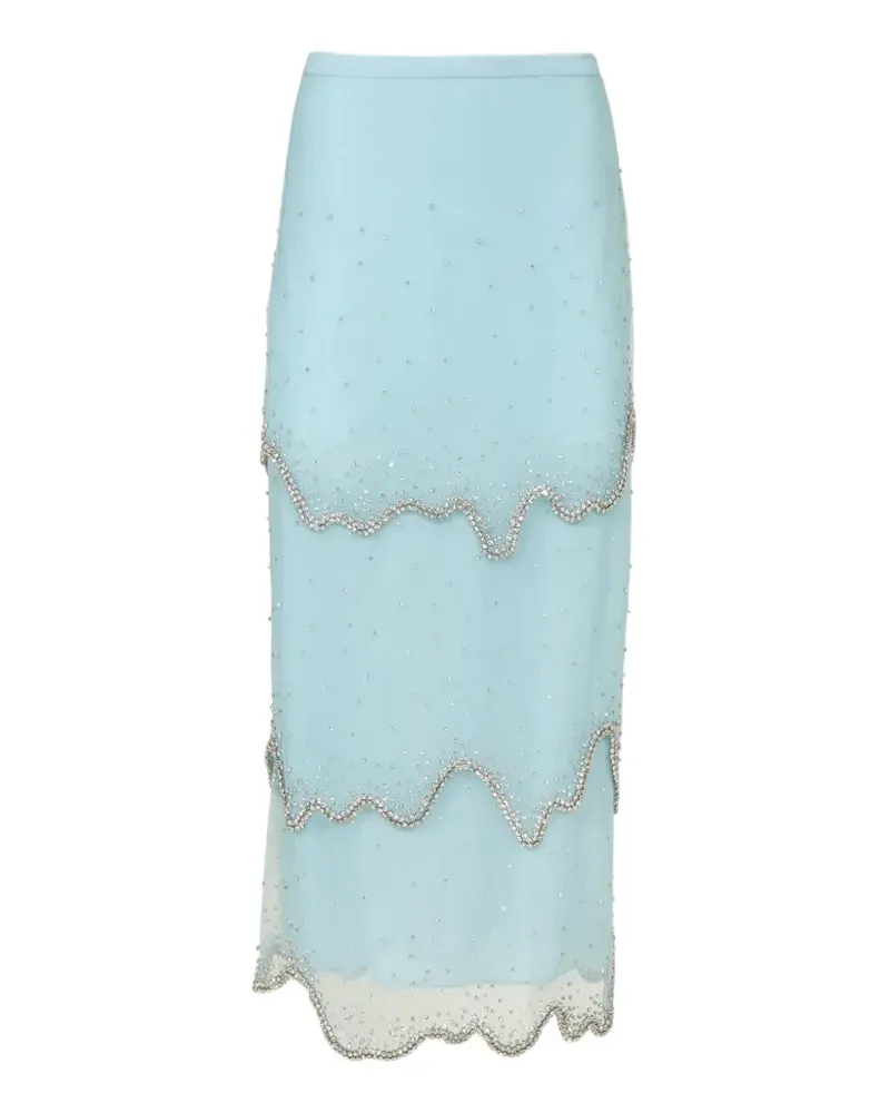 COSTARELLOS Mirella crystal-embellished midi skirt - Blau Blau