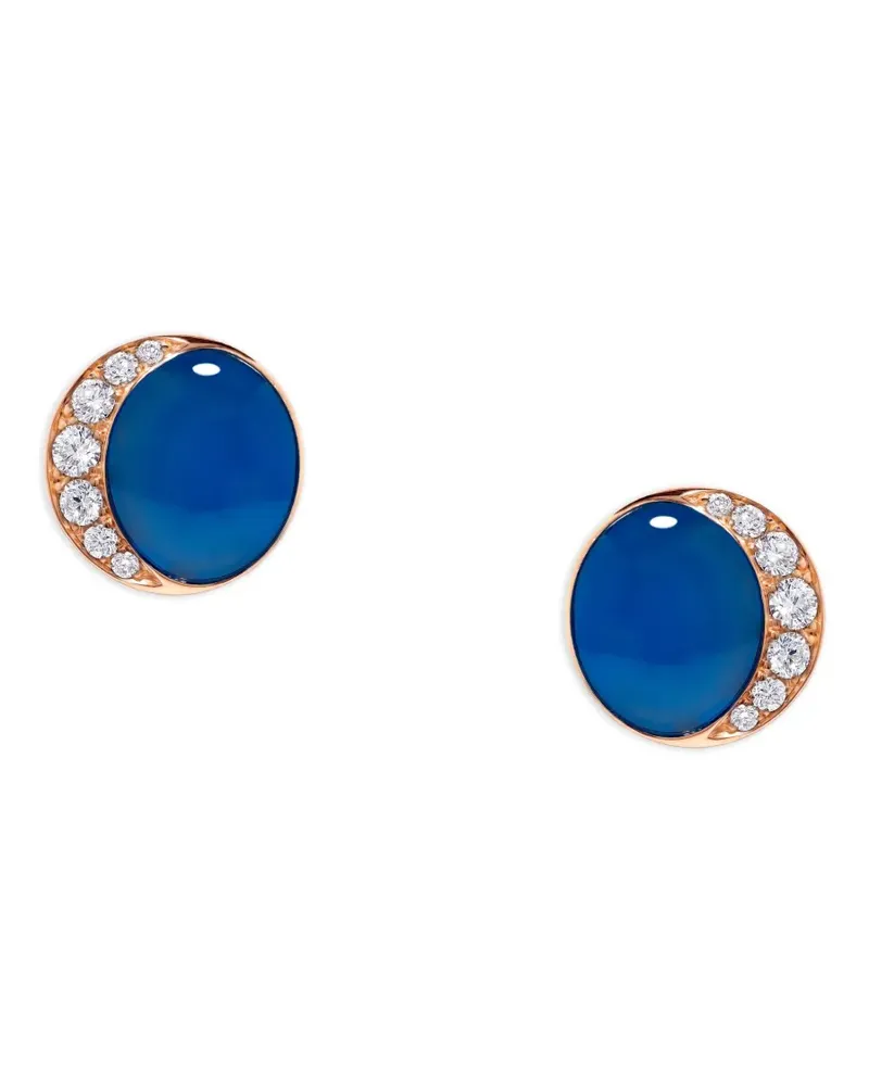 David Morris Runde 18kt Fortuna Rotgoldohrringe mit Diamanten - Rosa Rosa