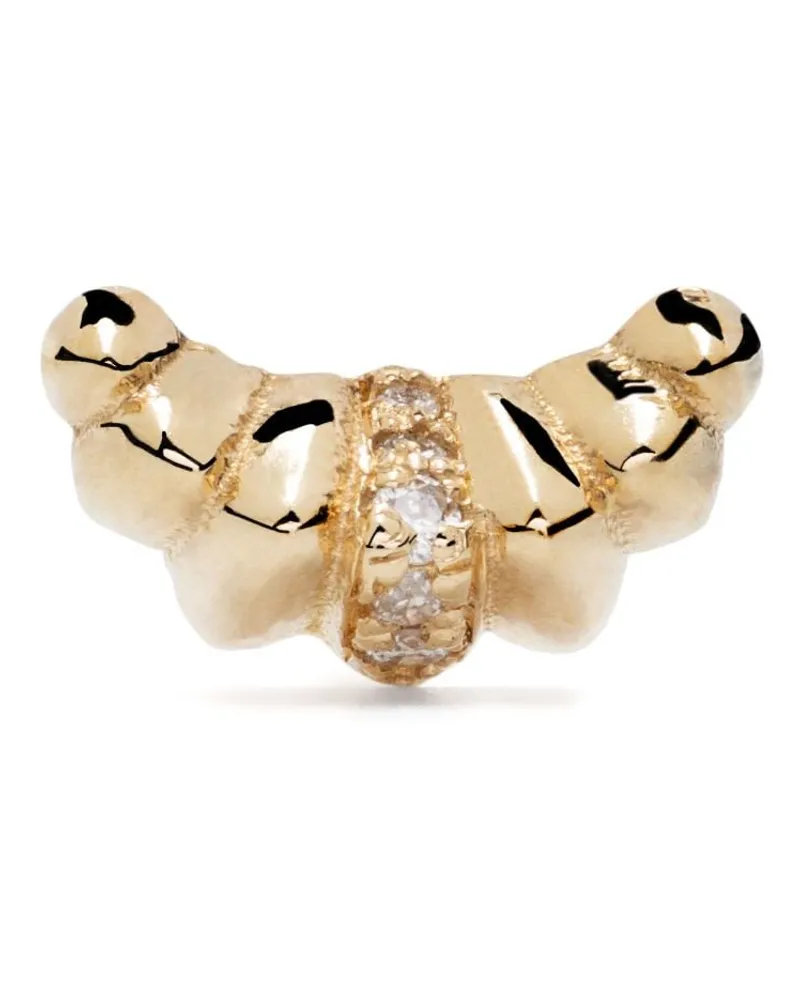 Lizzie Mandler 18kt Croissant Gelbgoldohrstecker mit Diamanten Gold