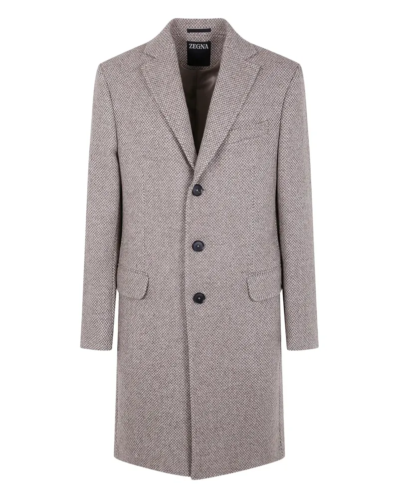 Ermenegildo Zegna notched-lapel wool coat - Nude Nude