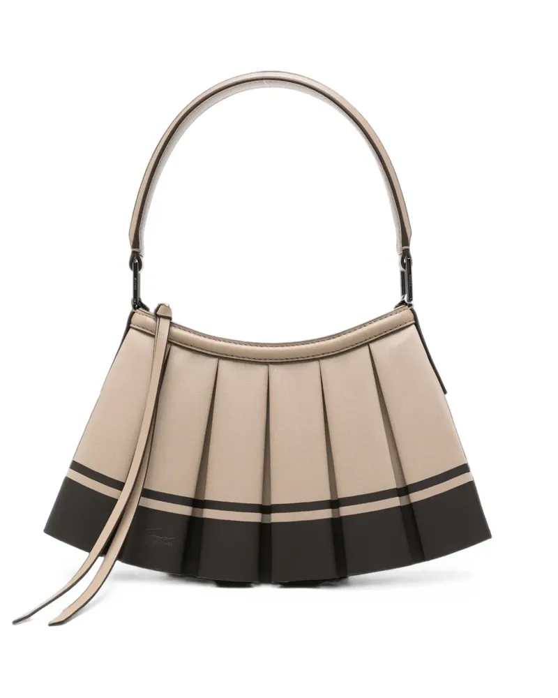 Lacoste x S Lenglen pleated colour-block tote bag - Nude Nude