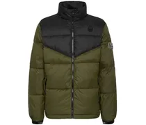 Gefütterte Jacke mit Kontrasteinsätzen - Grün