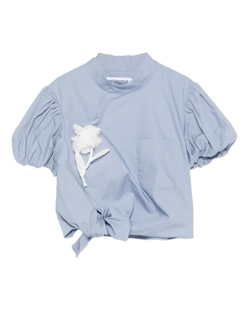 Self-Portrait Bluse mit Blumenapplikation - Blau Blau