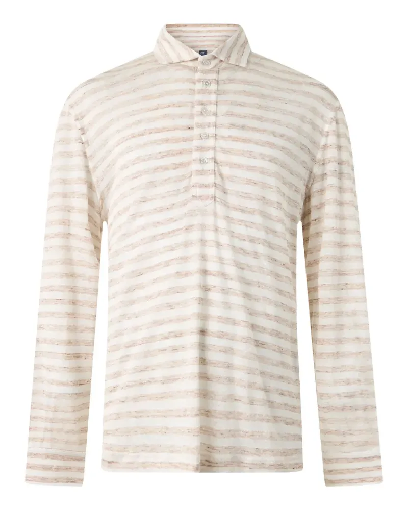 Fedeli striped long-sleeve polo shirt - Nude Nude