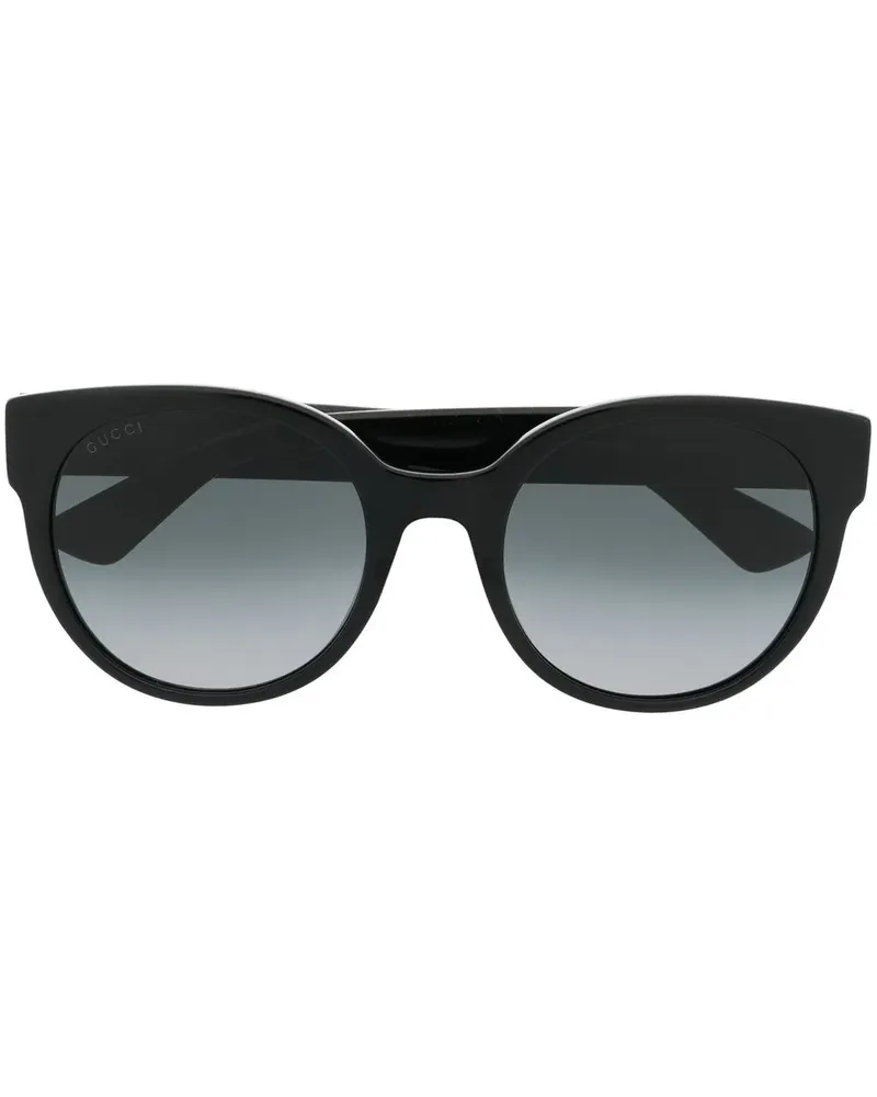 Gucci Sonnenbrille mit rundem Gestell - Schwarz Schwarz