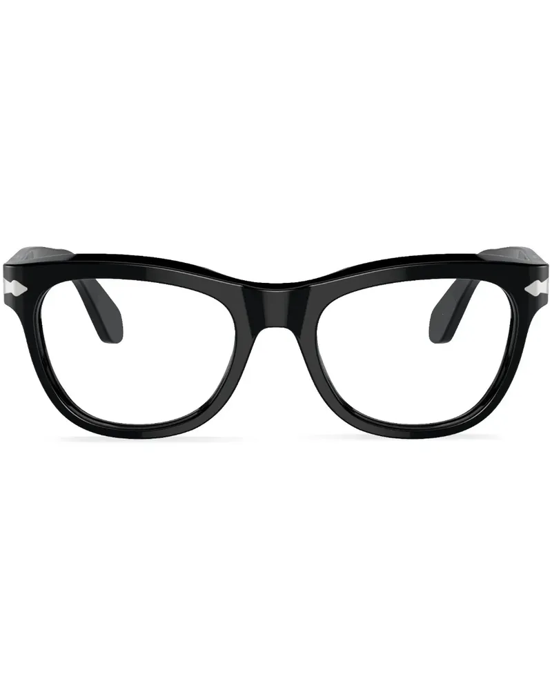 Persol Brille mit rundem Gestell - Schwarz Schwarz
