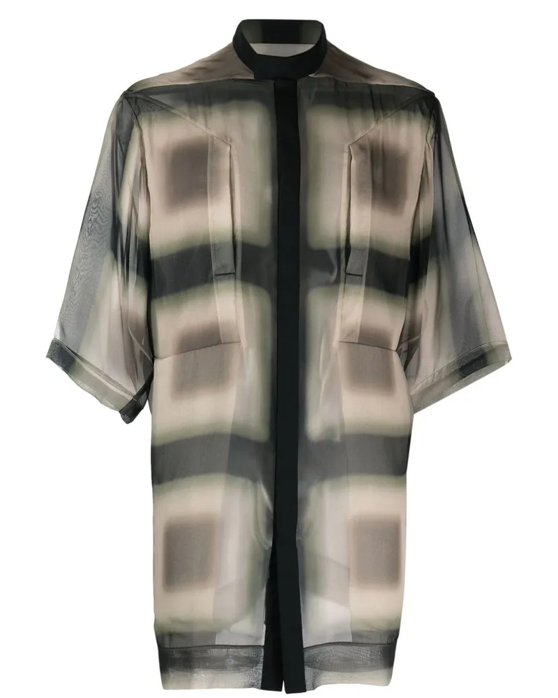 Rick Owens Semi-transparentes Seidenhemd - Schwarz Schwarz