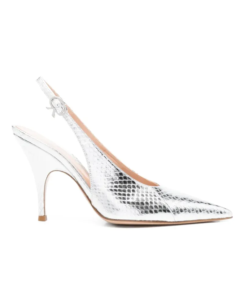 Gianvito Rossi Sofia Point Pumps mit Reptil-Effekt - Silber Silber